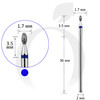 Зображення  Фреза алмазна бутон синя 1.7 мм, робоча частина 3.5 мм (B23)