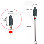 Зображення  Фреза керамічна кукурудза червона 6 мм, робоча частина 14.5 мм