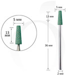 Изображение  Фреза для маникюра корундовая конус серая 5 мм, рабочая часть 13 мм