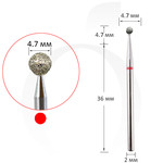 Зображення  Фреза алмазна куля червона, діаметр 4.7 мм, Діаметр головки фрези (мм): 4.7