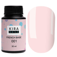 Зображення  Kira Nails French Base 001 (ніжно-рожевий), 30 мл, Об'єм (мл, г): 30, Колір: 001