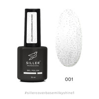 Изображение  Siller Cover Base Milky Shine №1 молочная камуфлирующая база c серебристым блеском для ногтей, 15 мл, Объем (мл, г): 15, Цвет: 1