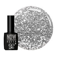 Зображення  Гель-лак GO Active 003 Now or Never срібло з блискітками та слюдою, 10 мл, Об'єм (мл, г): 10, Колір: 003