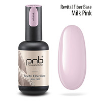 Зображення  Відновлююча база з нейлоновими волокнами PNB Revital Fiber Base 17 мл, Milk Pink, Об'єм (мл, г): 17, Колір: MilkPink