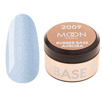 Зображення  База каучукова Moon Full Aurora 2009, блакитний з дрібним шиммером, 15 мл, Об'єм (мл, г): 15, Колір: 009