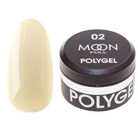 Изображение  Moon Full Poly Gel №02 полигель для наращивания ногтей Белый, 15 мл, Объем (мл, г): 15, Цвет: 02