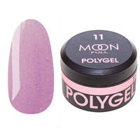 Изображение  Moon Full Poly Gel №11 полигель для наращивания ногтей Лёгкий розовый с шиммером, 15 мл, Объем (мл, г): 15, Цвет: 11