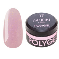 Изображение  Moon Full Poly Gel №17 полигель для наращивания ногтей Лилово-белый с шиммером, 15 мл, Объем (мл, г): 15, Цвет: 17
