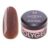 Изображение  Moon Full Poly Gel №23 полигель для наращивания ногтей Бежево-розовый с шиммером, 15 мл, Объем (мл, г): 15, Цвет: 23