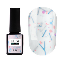 Зображення  Kira Nails Lollypop Base №001 (молочний з різнокольоровими пластівцями), 6 мл, Об'єм (мл, г): 6, Колір: 001