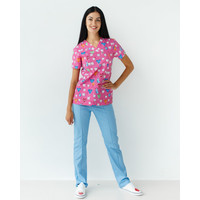 Зображення  Медичний костюм із принтом жіночий Топаз Teeth pink р. 42, "БІЛИЙ ХАЛАТ" 138-337-623, Розмір: 42, Цвет: teeth pink