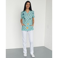 Зображення  Медичний костюм з принтом жіночий Топаз Лісові звірята білий р. 40, "БІЛИЙ ХАЛАТ" 138-324-768, Розмір: 40, Цвет: лісові звірята білий