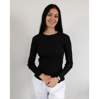 Изображение  Медицинский лонгслив в рубчик женский черный р. S, "БЕЛЫЙ ХАЛАТ" 392-321-716, Размер: S, Цвет: черный