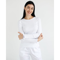 Изображение  Медицинский лонгслив в рубчик женский белый р. XL, "БЕЛЫЙ ХАЛАТ" 392-324-716, Размер: XL, Цвет: белый