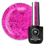 Зображення  Гель-лак Saga Black Snow №05 бузкова фуксія з чорними точками, 9 мл, Об'єм (мл, г): 9, Колір: 05