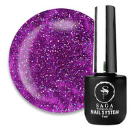 Зображення  Гель-лак Saga Fiery Gel №45 фіолетовий зі світловідбиваючими шиммерами та блискітками, 9 мл, Об'єм (мл, г): 9, Колір: 45