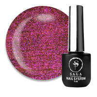 Зображення  Гель-лак Saga Wild Cat №03 малиново-рожевий із золотом, 9 мл, Об'єм (мл, г): 9, Колір: 03