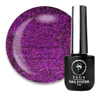 Зображення  Гель-лак Saga Wild Cat №05 сливово-фіолетовий із золотом, 9 мл, Об'єм (мл, г): 9, Колір: 05