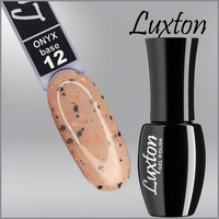 Изображение  Камуфлирующая база LUXTON Onyx Base №012 телесная беж с черно-белыми хлопьями и персиковой поталью, 10 мл, Объем (мл, г): 10, Цвет: 012