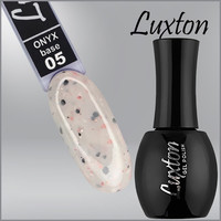Изображение  Камуфлирующая база LUXTON Onyx Base №005 кремово-белая с черными хлопьями и персиковой поталью, 15 мл, Объем (мл, г): 15, Цвет: 005