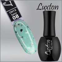 Изображение  Камуфлирующая база LUXTON Onyx Base №008 мятная с черными хлопьями и персиковой поталью, 15 мл, Объем (мл, г): 15, Цвет: 008