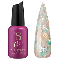 Зображення  База камуфлююча для гель-лаку Steffani Cover Base №26 напівпрозорий молочний з кольоровою поталлю, 17 мл, Об'єм (мл, г): 17, Колір: 26