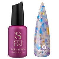 Зображення  База камуфлююча для гель-лаку Steffani Cover Base №29 напівпрозорий молочний з синьою, рожевою, золотистою поталлю, 17 мл, Об'єм (мл, г): 17, Колір: 29