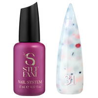 Зображення  База камуфлююча для гель-лаку Steffani Cover Base №31 молочно-білий з чорними, сірими, персиковими конфетті, 17 мл, Об'єм (мл, г): 17, Колір: 31