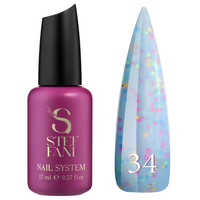 Зображення  База камуфлююча для гель-лаку Steffani Cover Base №34 блакитний з дрібними кольоровими пластівцями, 17 мл, Об'єм (мл, г): 17, Колір: 34