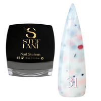 Изображение  База камуфлирующая для гель-лака Steffani Cover Base №31 молочно-белый с черными, серыми, персиковыми конфетти, 30 мл, Объем (мл, г): 30, Цвет: 31