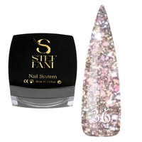 Изображение  База камуфлирующая для гель-лака Steffani Cover Base №36 светоотражающий серебристо-розовый блестящий микс на прозрачной основе, 30 мл, Объем (мл, г): 30, Цвет: 36