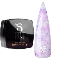 Изображение  База камуфлирующая для гель-лака Steffani Cover Base №25 молочный с фиолетовыми конфетти и блестками, 50 мл, Объем (мл, г): 50, Цвет: 25