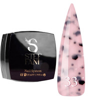 Изображение  База камуфлирующая для гель-лака Steffani Cover Base №33 молочно-бежевый с бело-черными конфетти, 50 мл, Объем (мл, г): 50, Цвет: 33