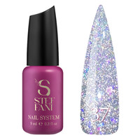 Изображение  База камуфлирующая для гель-лака Steffani Cover Base №37 микс розовых блесток и серебристого шимера на прозрачной основе, 9 мл, Объем (мл, г): 9, Цвет: 37