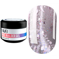 Изображение  Биллдер-гель для моделирования ногтей полупрозрачный с поталью NUB Foil Builder Gel №02, 12 мл, Объем (мл, г): 12, Цвет: 02
