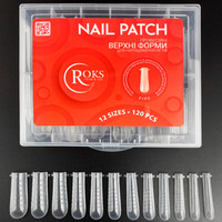 Зображення  Верхні форми для нарощування нігтів Roks PIPE, труба, з розміткою, прозорі 120 шт