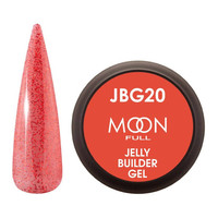 Зображення  Гель-желе для нарощування Moon Full Jelly Builder Gel №JBG20 червоний напівпрозорий із шимером, 30 мл, Об'єм (мл, г): 30, Колір: JBG20