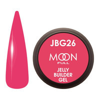 Зображення  Гель-желе для нарощування Moon Full Jelly Builder Gel №JBG26 насичений рожевий напівпрозорий, 30 мл, Об'єм (мл, г): 30, Колір: JBG26