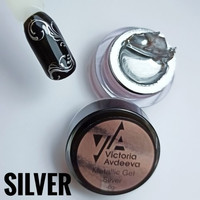 Зображення  Гель-фарба Victoria Avdeeva Metallik Painting Gel Silver срібло, 8 г , Об'єм (мл, г): 8, Колір: Silver