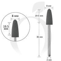 Зображення  Фреза силіконова 8 мм, робоча частина 19.5 мм, чорна