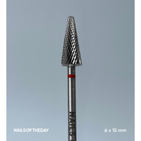 Зображення  Фреза алмазная Nails of the Day конус красная диаметр 6 мм / рабочая часть 15 мм