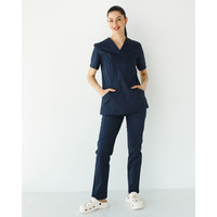 Изображение  Медицинский костюм женский Топаз темно-синий р. 54, "БЕЛЫЙ ХАЛАТ" 488-406-705, Размер: 54, Цвет: темно-синий