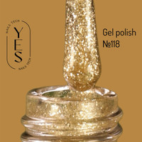 Зображення  Гель-лак для нігтів YES Gel polish №118, 6 мл, Об'єм (мл, г): 6, Колір: 118