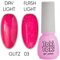 Зображення  Гель-лак Toki-Toki Glitz GZ03 неоновий рожевий, 5 мл, Об'єм (мл, г): 5, Колір: 03