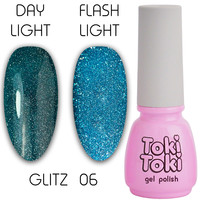 Зображення  Гель-лак Toki-Toki Glitz GZ06 синьо-зелений, 5 мл, Об'єм (мл, г): 5, Колір: 06