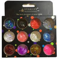 Зображення  Стружка для нігтів, голографічні блискітки для манікюру Starlet hrofessional, набір 12 шт