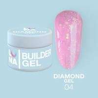 Зображення  Гель для нарощування нігтів з блискітками LUNAMoon Diamond Gel №04, 15 мл, Об'єм (мл, г): 15, Колір: 4