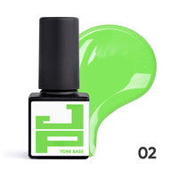 Изображение  База цветная каучуковая Jerden Proff Tone Base №02 салатовый неон, 5 мл, Объем (мл, г): 5, Цвет: 02