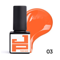 Изображение  База цветная каучуковая Jerden Proff Tone Base №03 оранжевый неон, 5 мл, Объем (мл, г): 5, Цвет: 03