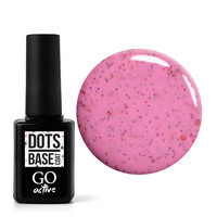 Изображение  Камуфлирующая каучуковая база GO Active Dots Base Coat №01 розовый с разноцветными вкраплениями, 10 мл, Объем (мл, г): 10, Цвет: 01